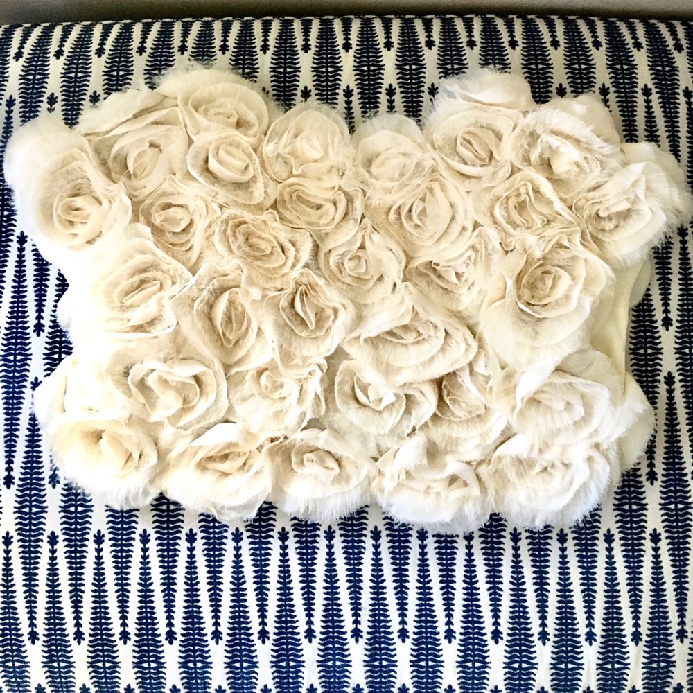 Harrison Morgan Cream Rabbit rosette Fur Bolero Bride Crop top size Medium